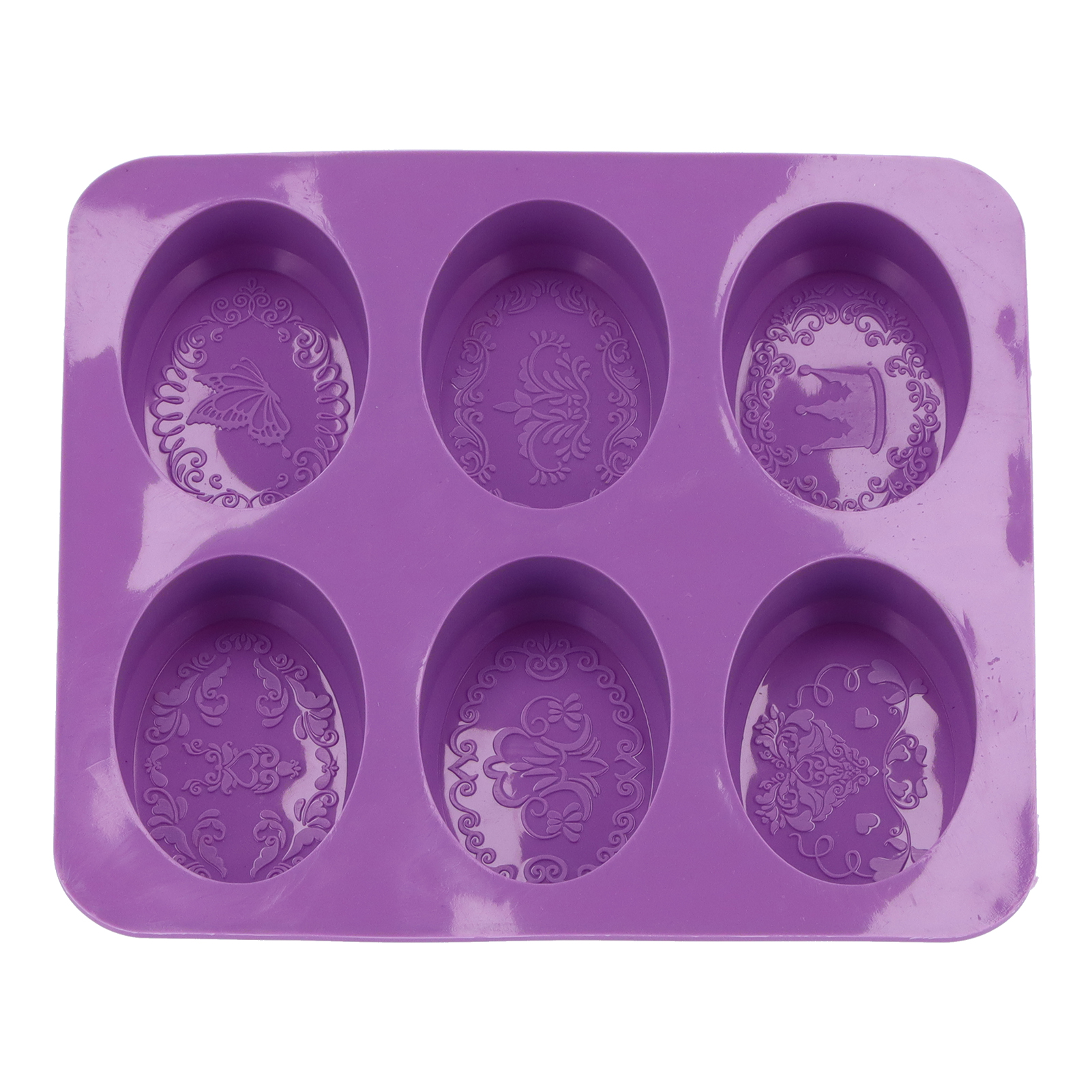 Silikon-seifenform Mit 6-teiligem Originalmuster Für Die Herstellung Von Handgemachten Seifen Und Kuchen (oval)