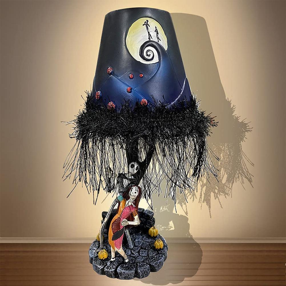 Halloween-tischlampe, Schreibtischdekoration, Beleuchtete Led-mondlicht-tischlampe, Figur, Quaste, Harzmodell, Spielzeug