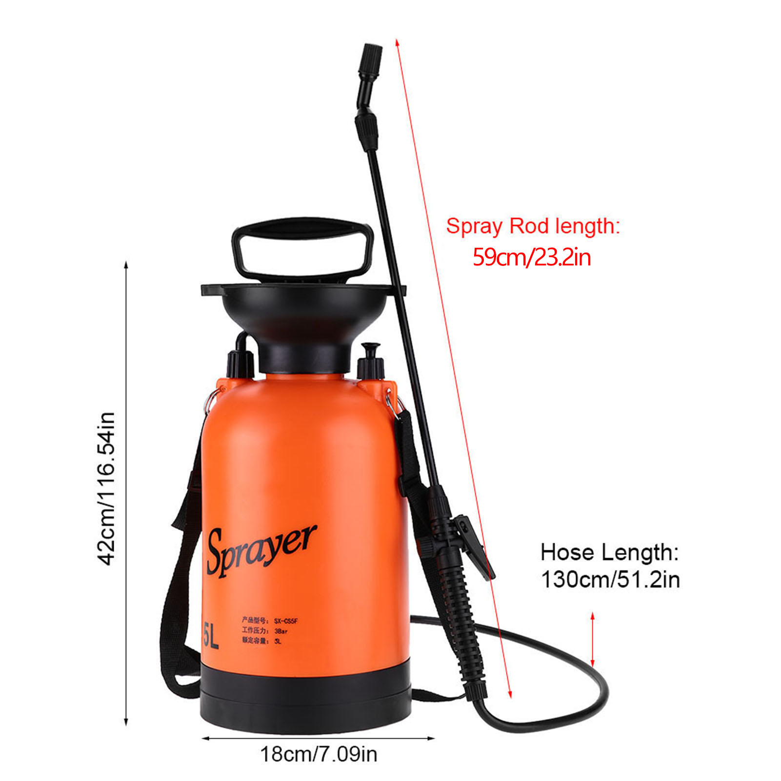Gartenspritze Mit Luftdruck Und Schultergurt Für Landwirtschaftliche Und Gartenbauliche Zwecke, 5 Liter