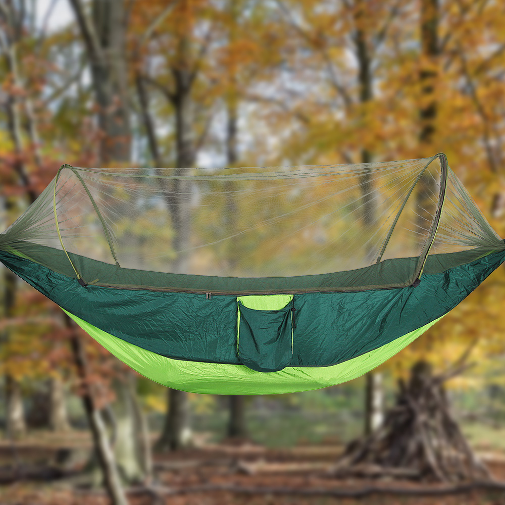 Tragbare Doppel-camping-reisehängematte Mit Moskitonetz (grün)