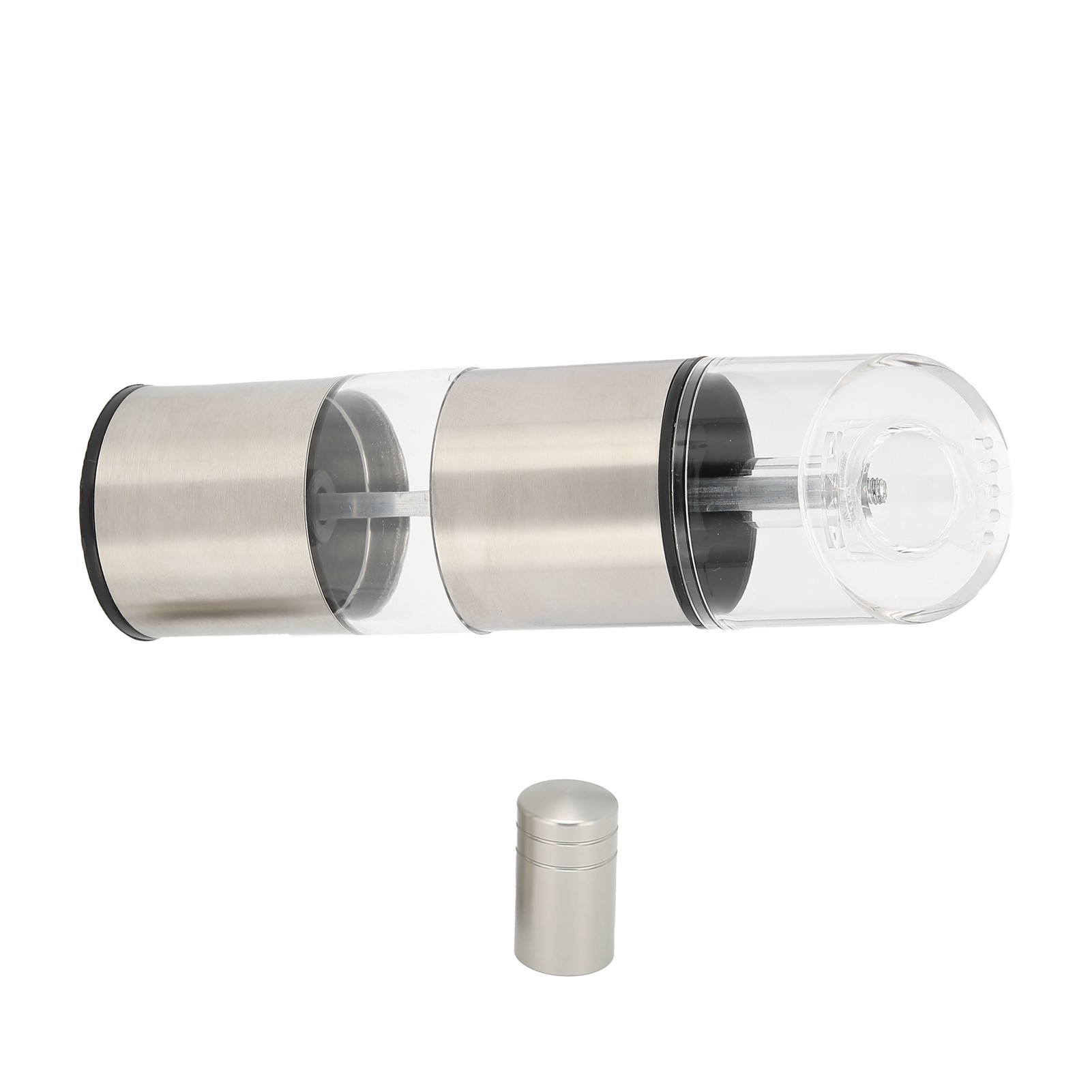 Zylinderförmige Pfeffermühle, Multifunktional, Edelstahl, Schräge Acryl-gewürzflasche (l)