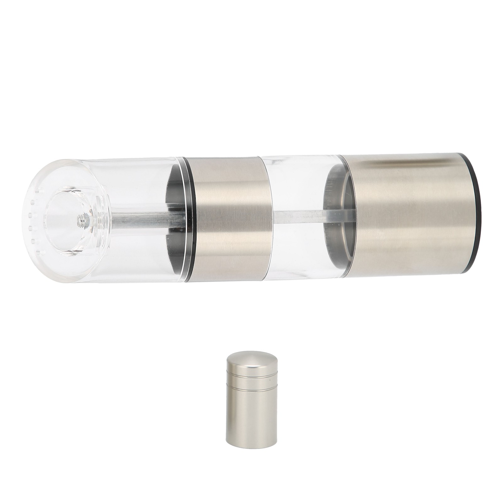 Zylinderförmige Pfeffermühle, Multifunktional, Edelstahl, Schräge Acryl-gewürzflasche(n)
