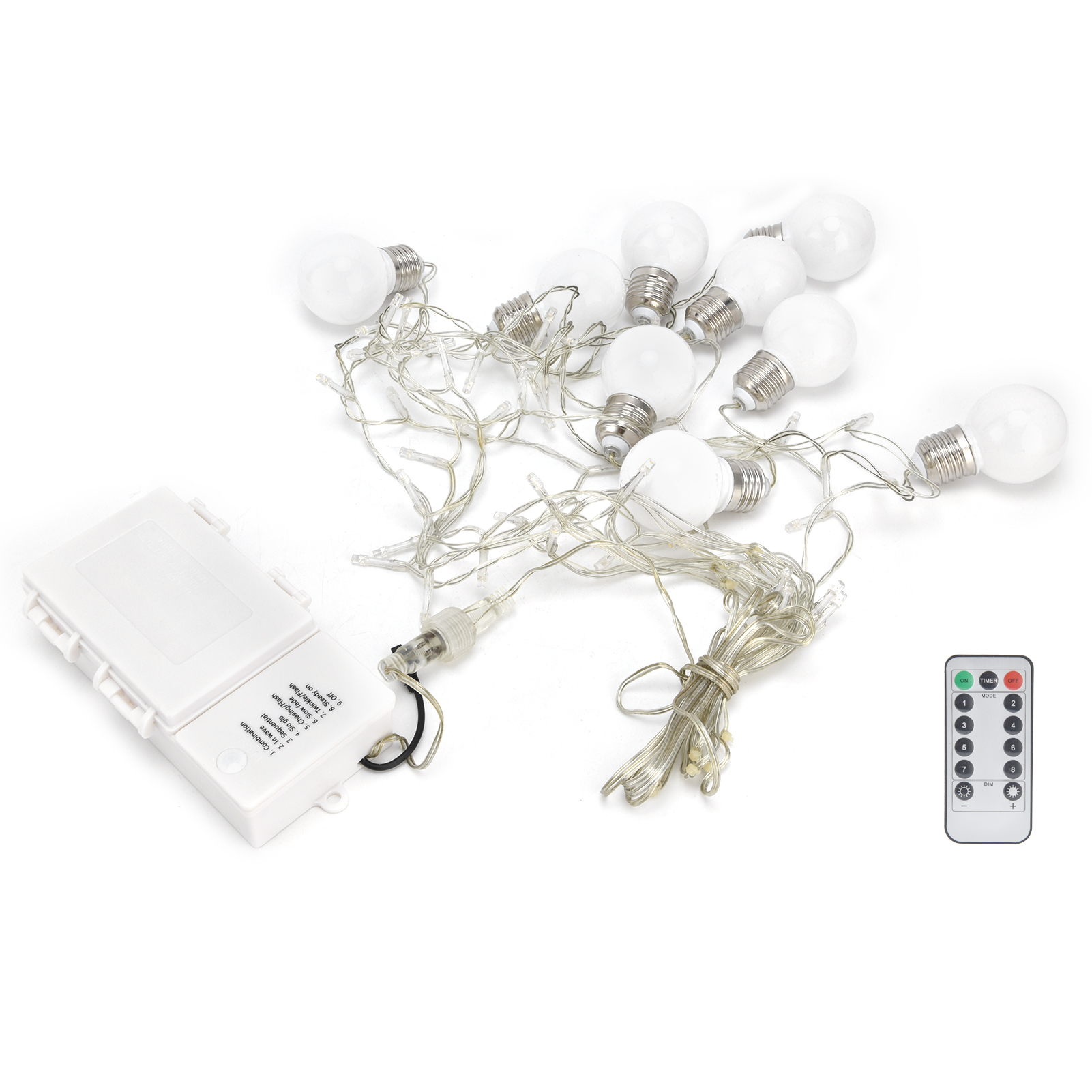 Verandalichter Für Den Außenbereich, 60 Leds, G50-glühbirnen, Lichterkette Mit Fernbedienung, 8 Beleuchtungsmodi, Ip45 Wasserdicht, Batteriebetrieben, Terrassenbeleuchtung