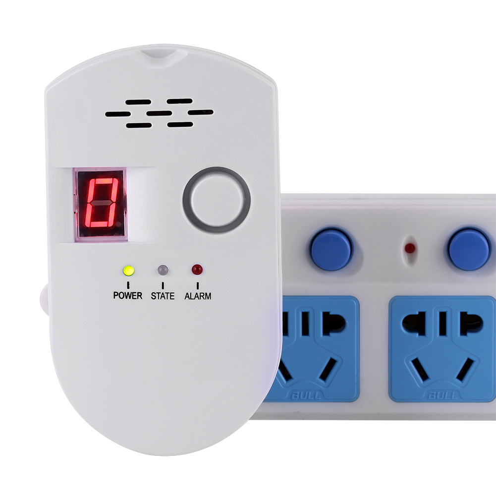 Lcd-leckage-alarmsensor Für Flüssiggas (lpg), Erdgas (lng), Kohle Und Erdgas (eu-stecker)