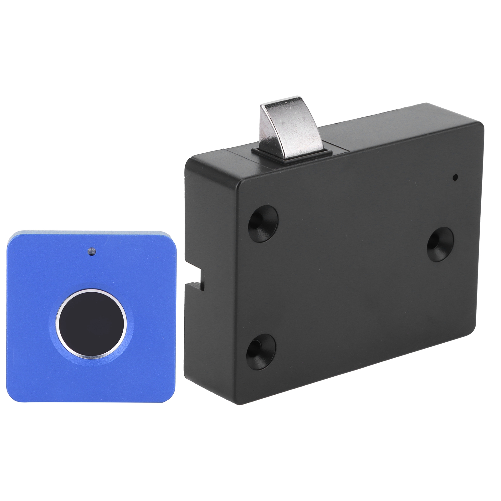 Smartes Elektrisches Fingerabdruckschloss Aus Aluminiumlegierung Für Schränke Und Schubladen, Quadratisch, Blau