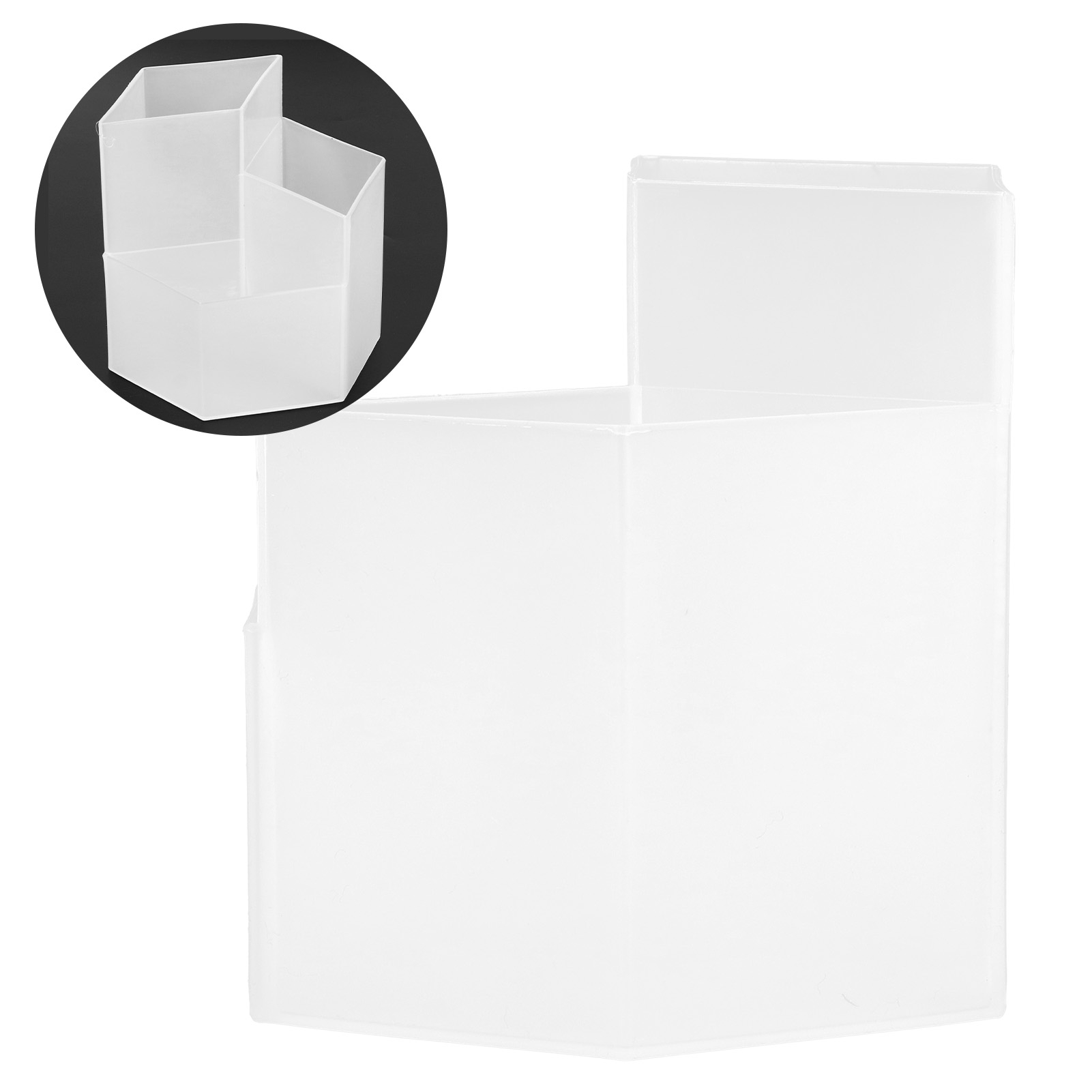Make-up-pinselhalter Aus Kunststoff, Sechseckige Basis, Großes Fassungsvermögen, Stiftehalter Für Schule Und Büro, Transparent
