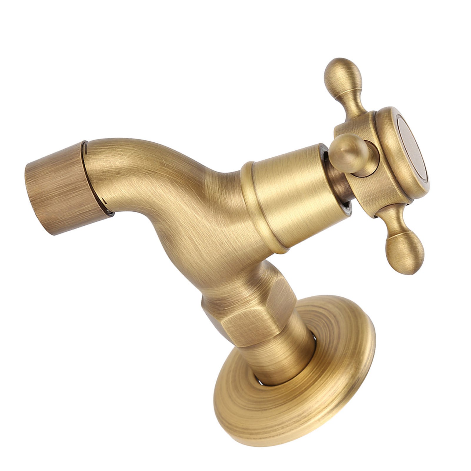 Wandmontierter Vintage-wasserhahn Aus Massivem Messing, Einzel-kaltwasseranschluss Für Küchenspüle, Putzbecken (kurz)