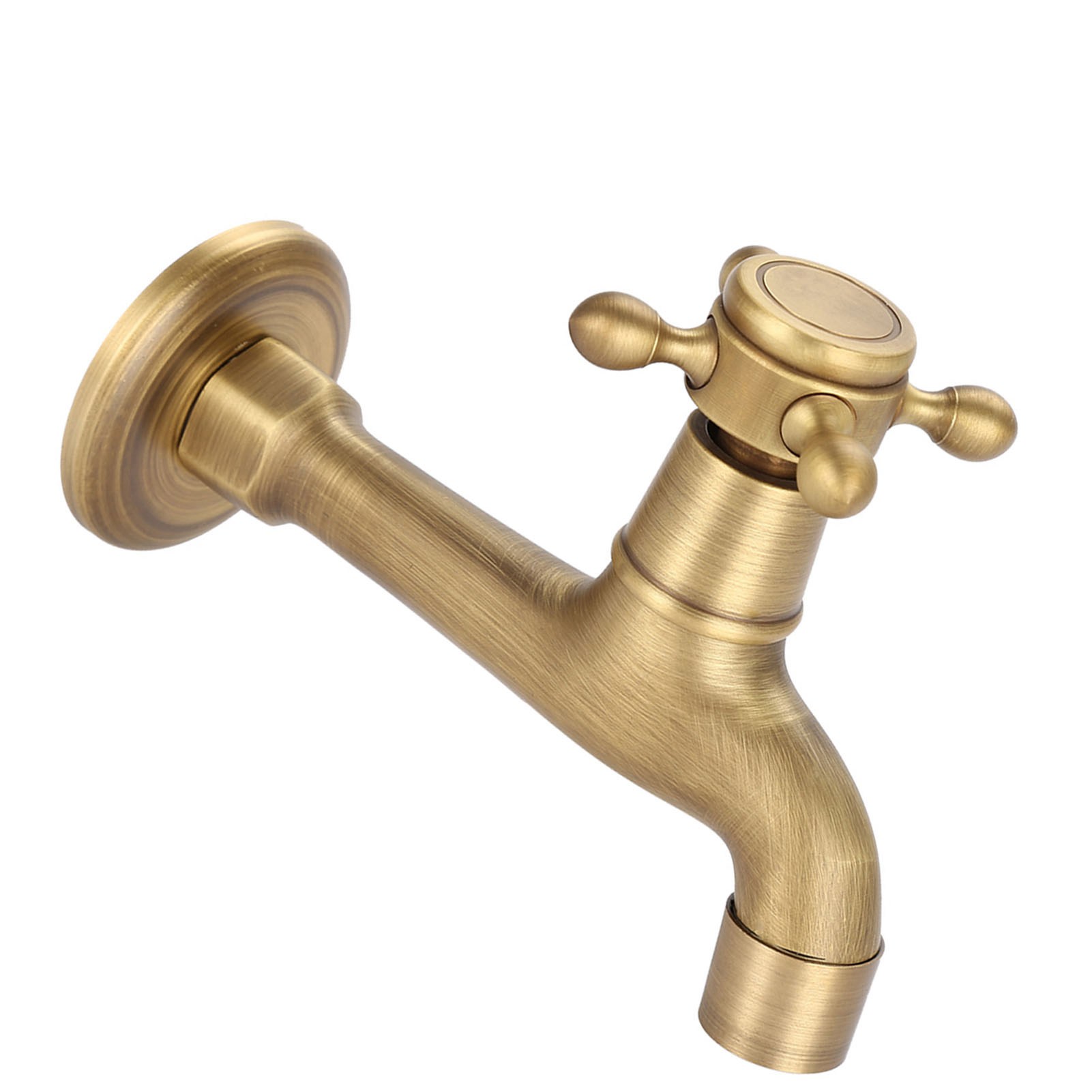 Wandmontierter Vintage-wasserhahn Aus Massivem Messing, Einzel-kaltwasseranschluss Für Küchenspüle, Putzbecken (lang)