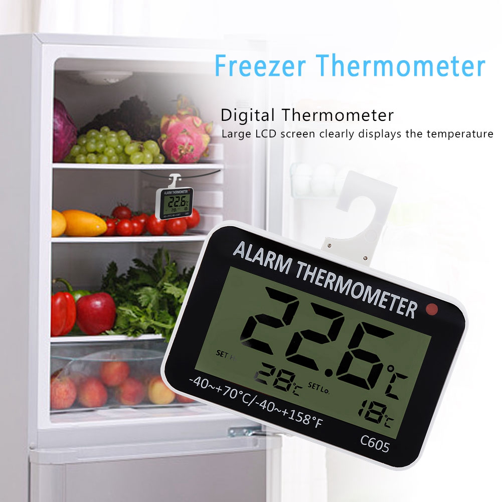 Großes Digitales Lcd-thermometer Mit Temperaturanzeige Für Kühl- Und Gefrierschränke Inklusive Ablage