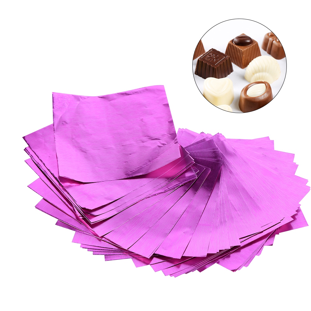 100 Stück/lot Quadratische Folienverpackungen Für Süßigkeiten, Schokoladenlollis, 7,6 X 7,6 Cm, Fuchsia