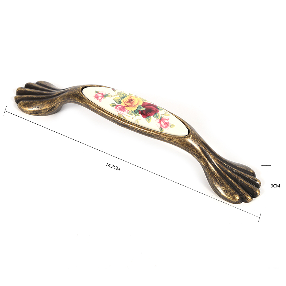 Blumenförmige Keramik-bronze-diy-türgriffe, Schrank-, Schubladen- Und Kleiderschrankknöpfe, 6 Stück