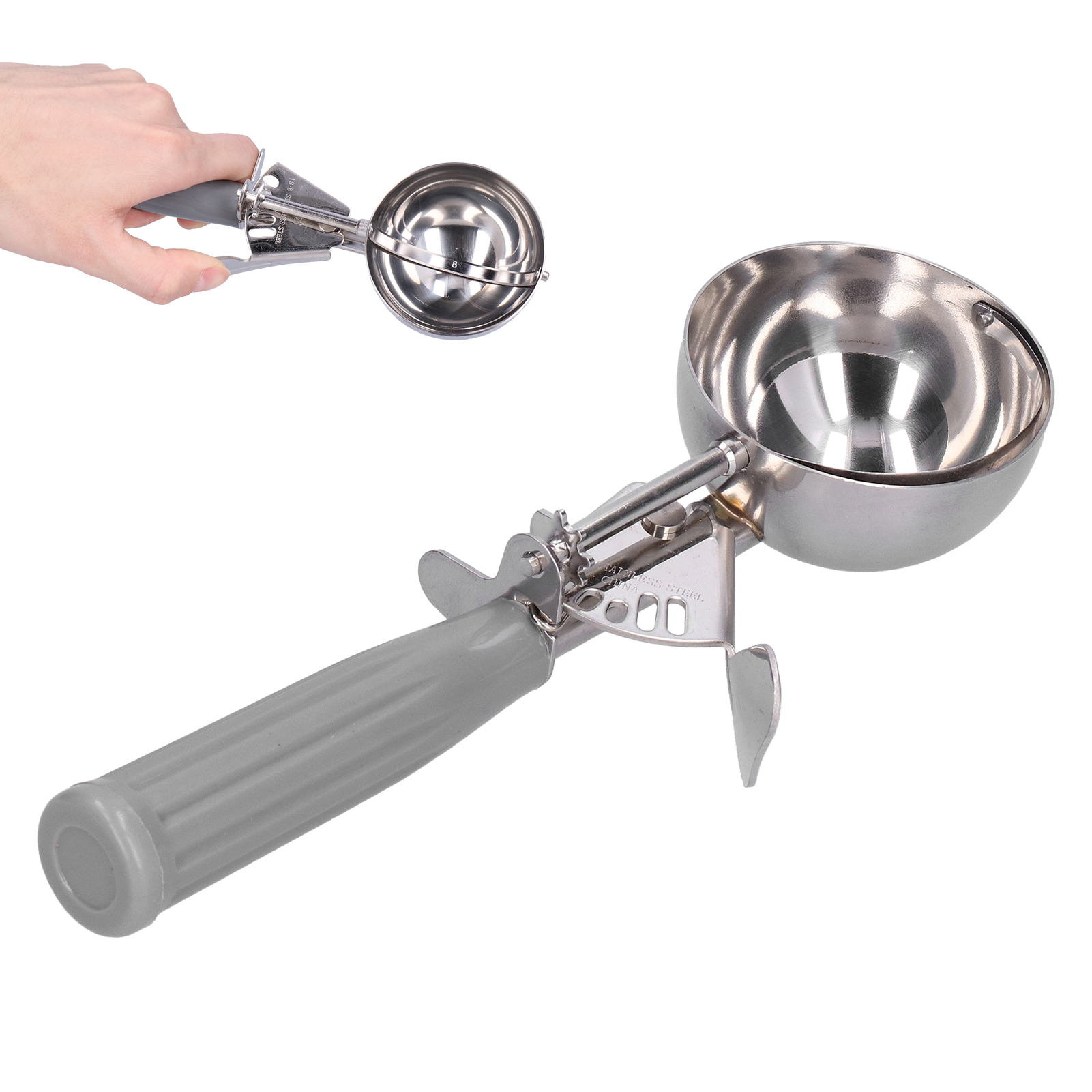 Multifunktionaler Eisportionierer Aus Edelstahl, 7 Cm Durchmesser, Grauer Griff