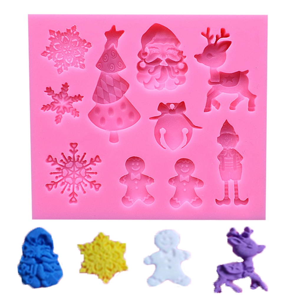 Weihnachtliche Silikon-backform Zum Selbermachen, Mehrfache Dekorative Kuchen-, Fondant- Und Schokoladenform (9)