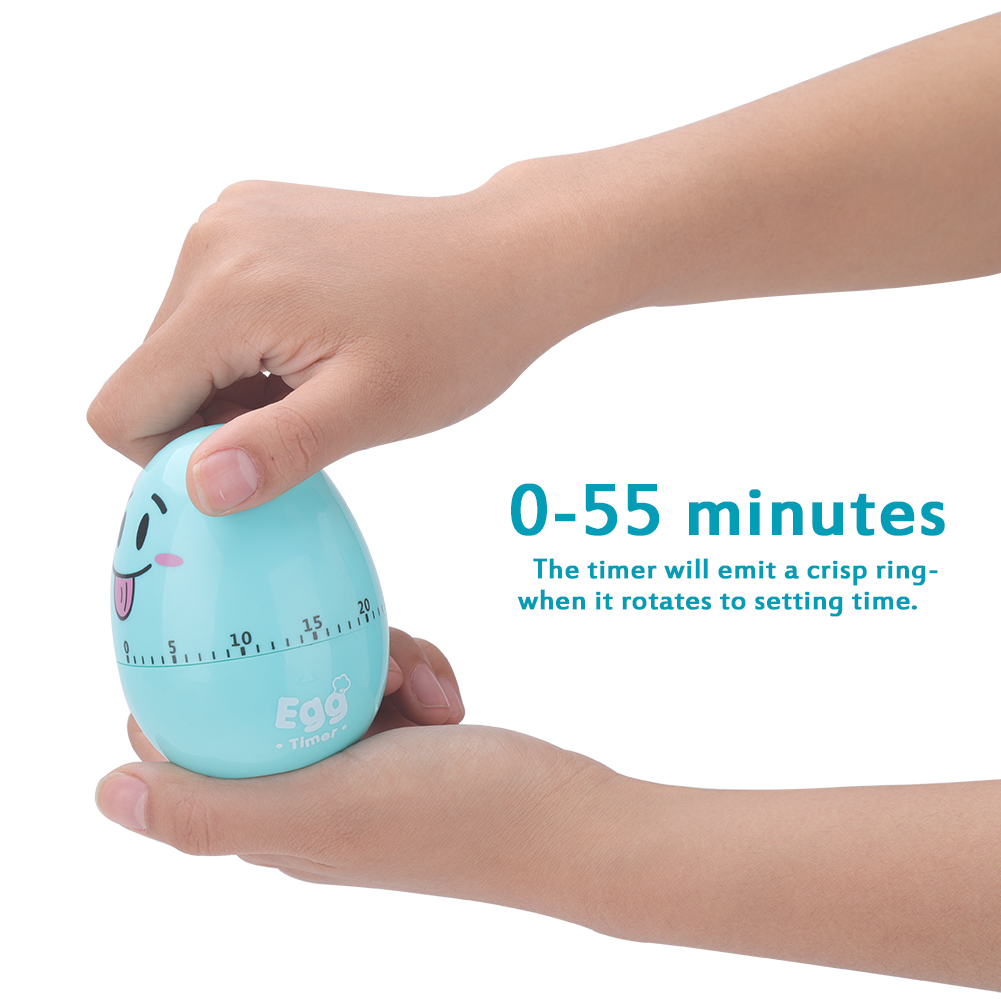 Niedlicher Eier-timer Aus Kunststoff Mit Cartoon-motiv, Manueller Timer, 55 Minuten, Mechanischer Alarm, Blau
