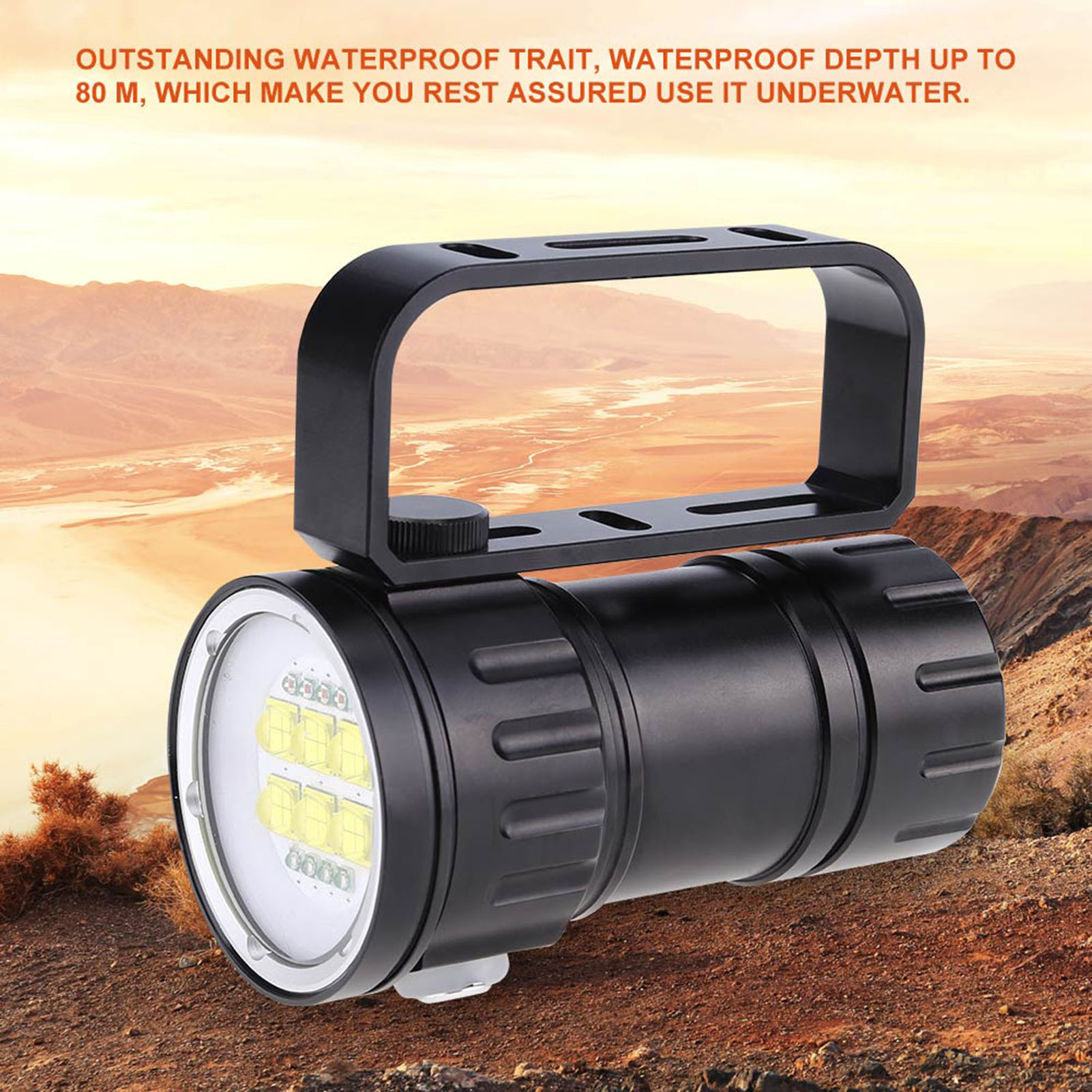 3,7v 28800lm Led-fotografie- Und Tauchlampe (80m Leuchtweite) Mit Halterung