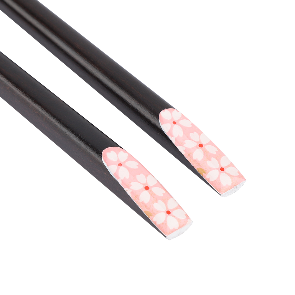 Paar Wiederverwendbare, Robuste Essstäbchen Aus Holz Im Japanischen Sakura-stil (hellrosa)