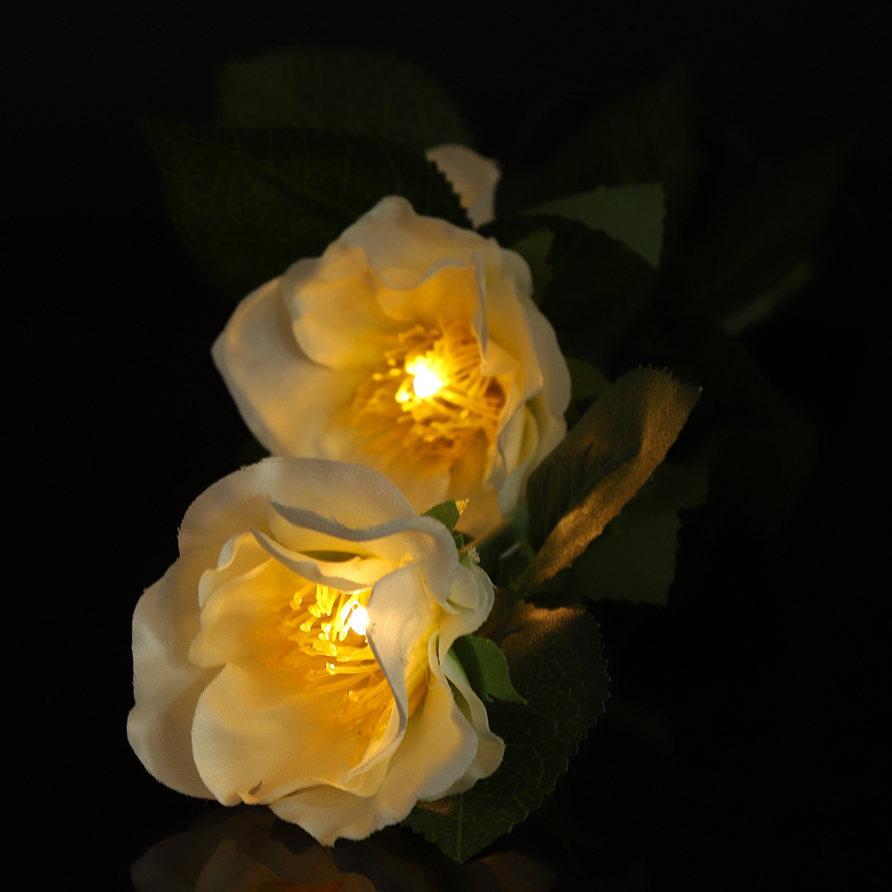 Solarbetriebene Led-kamelienblumenleuchte Für Den Außenbereich, Garten, Rasen Und Landschaftsbeleuchtung (warmweiß)