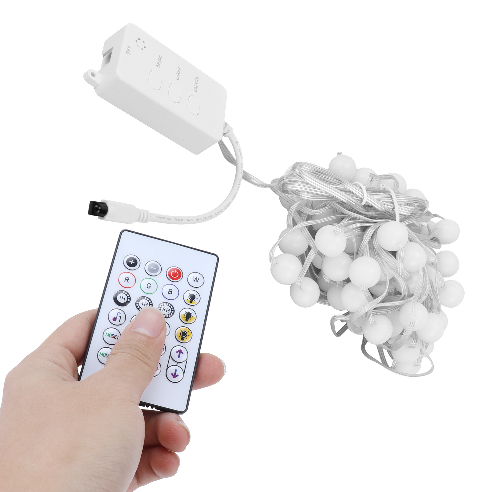 5v Rgb-lichterkette Ip65 10m Wlan Intelligente Dekorationslampe Mit 24-tasten-fernbedienung