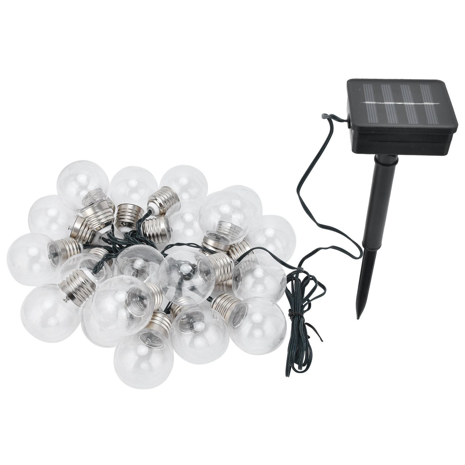 20 Leds G50 Solar-lichterkette, Wasserdicht Für Den Außenbereich, Ideal Für Garten, Hochzeit, Urlaub, Villa, Rasen, Projektbeleuchtung Und Dekoration, Weißes Licht