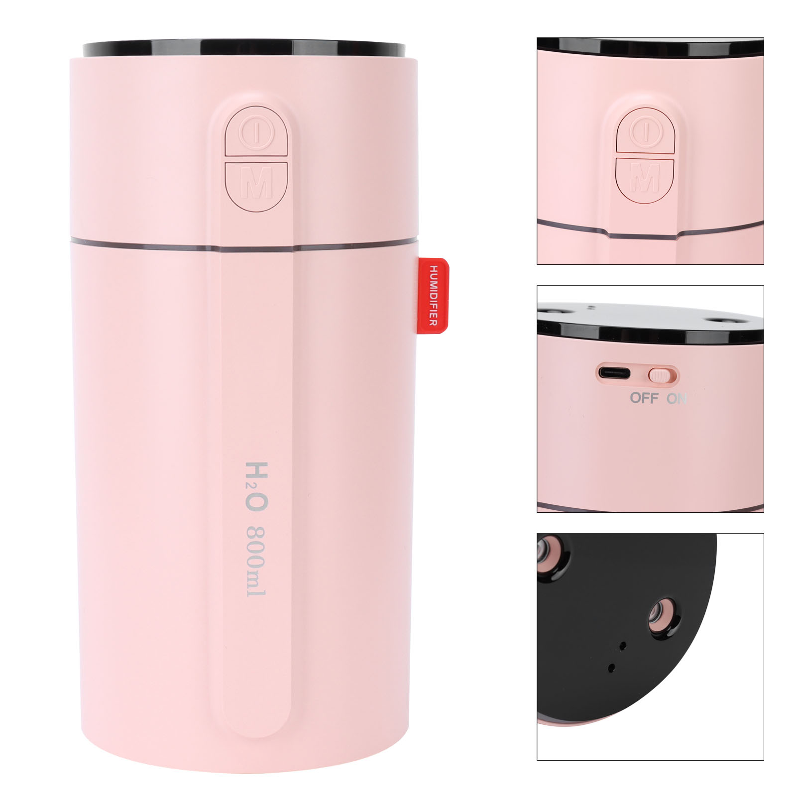 Kleiner, Pinkfarbener Luftbefeuchter Mit Usb-anschluss, Doppelsprühfunktion Und Intelligentem Display Für Zuhause Und Büro