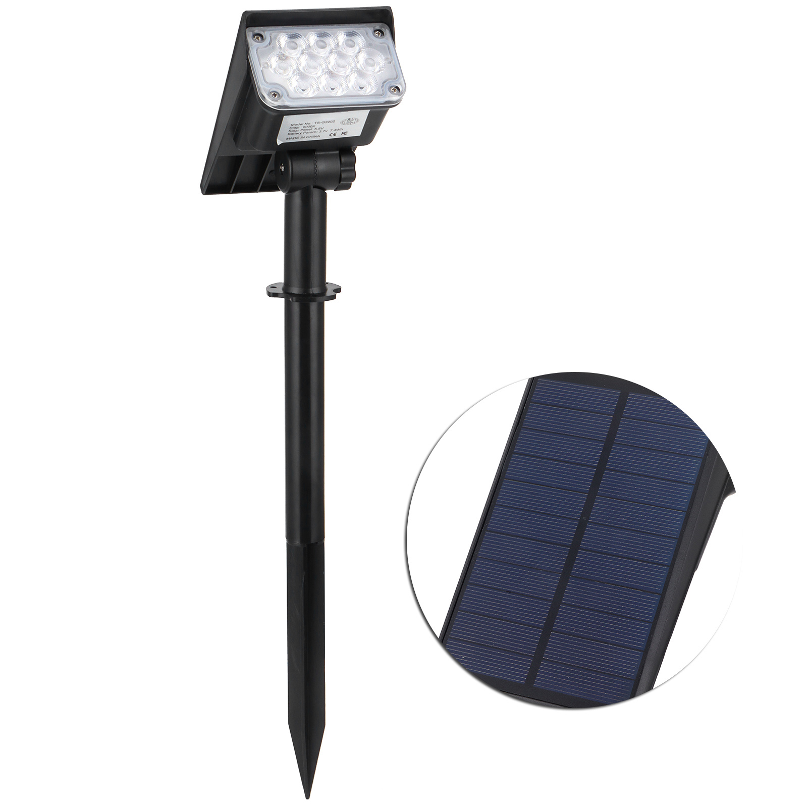 Wand-solarleuchte 3w Mit Lichtsensor, Led, Wasserdicht, Für Garten, Landschaft, Hof, Wasserdicht, Erdspieß (20 Weiße Leds)