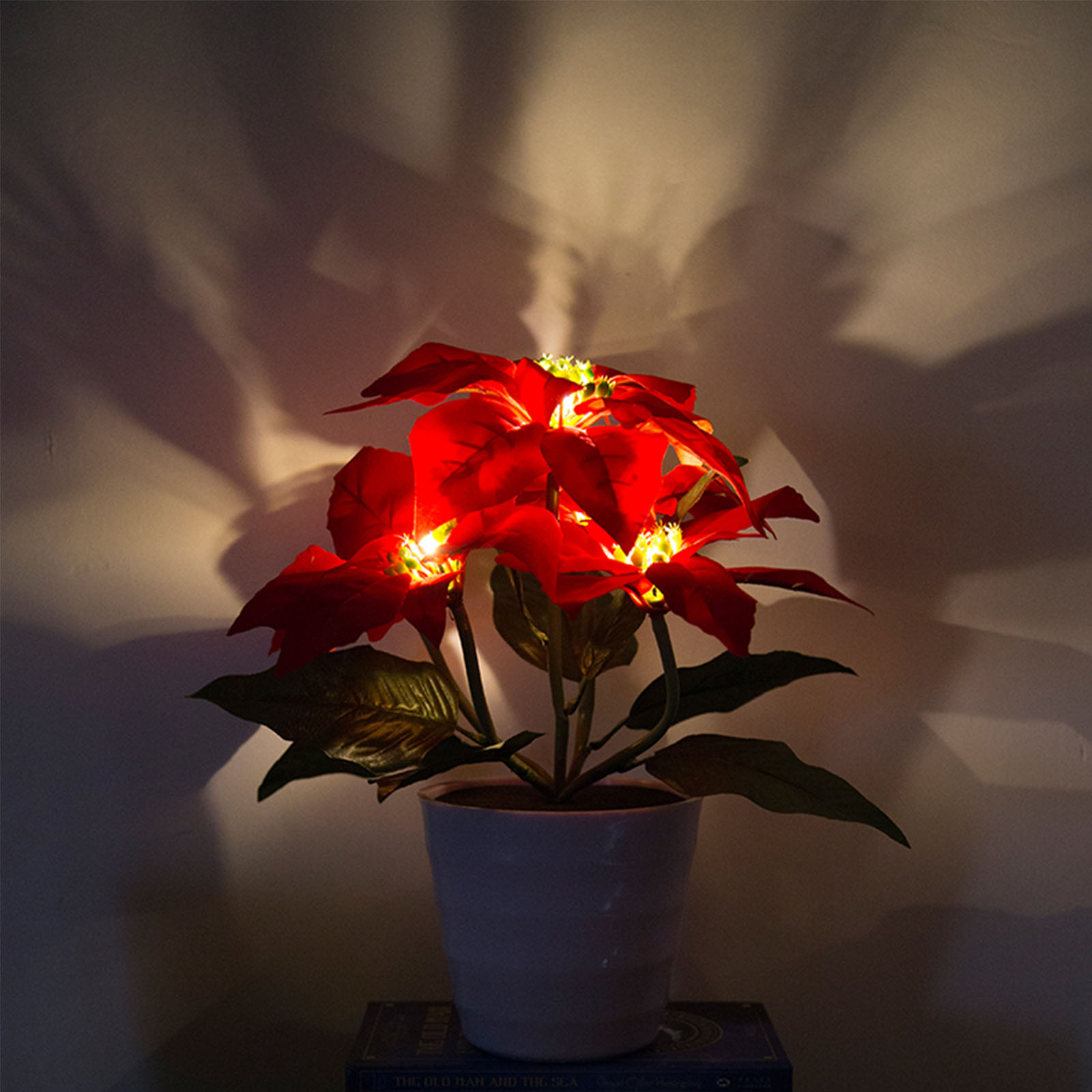 Künstliche Topfpflanze, Weihnachtsblumen, Künstliche Weihnachtsstern-tischlampe, Weihnachtsbeleuchtung