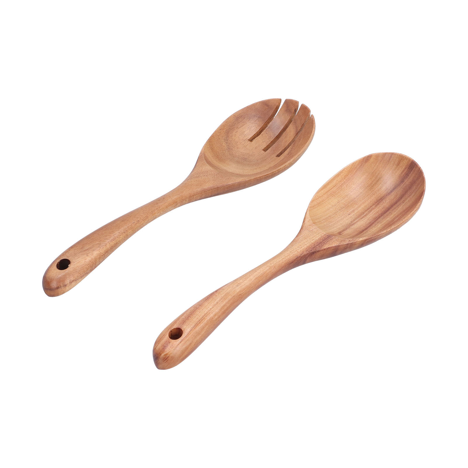 2-teiliges Set Aus Holzlöffel Und -gabel Zum Mischen, Geeignet Für Küche, Haushalt, Schule, Büro Und Festivals