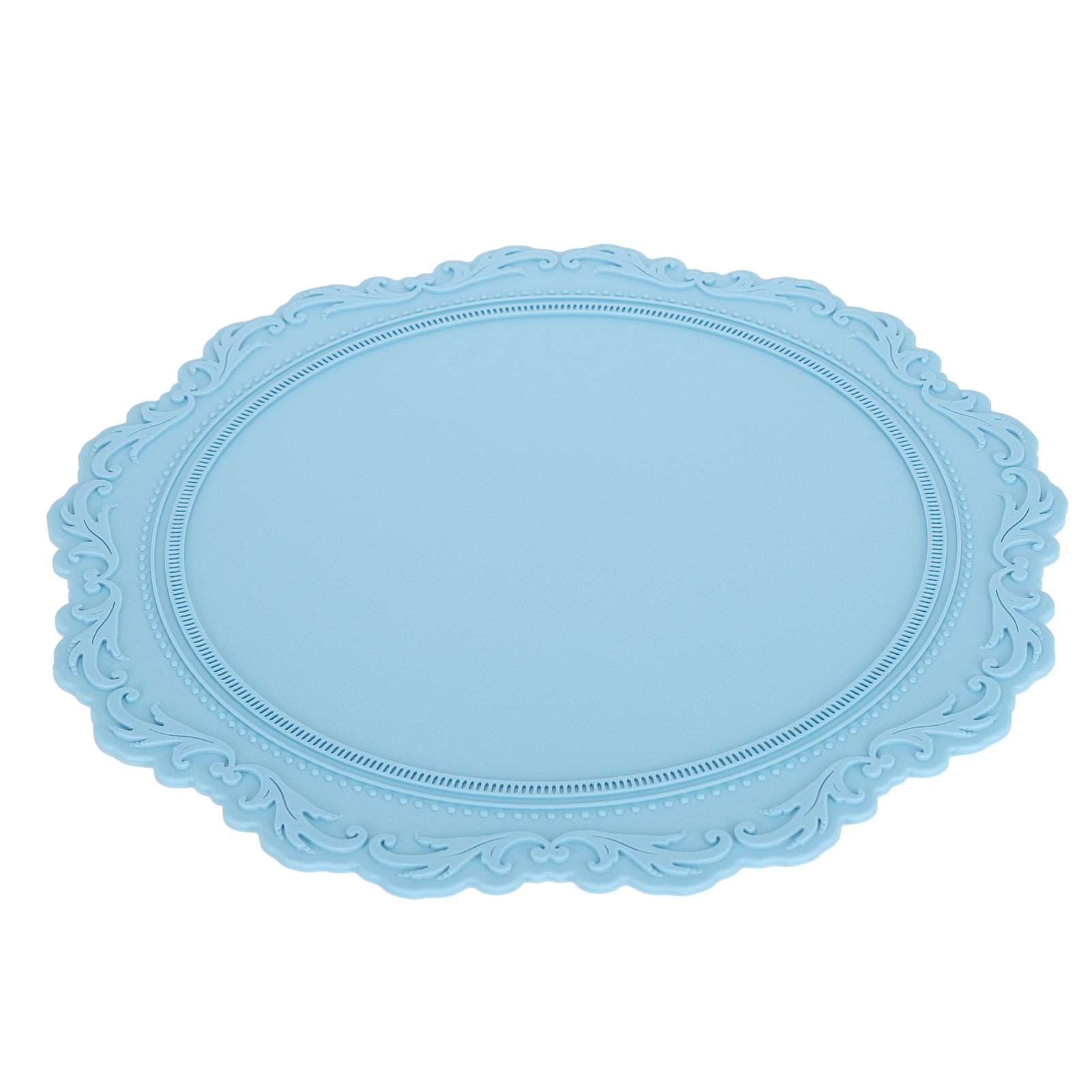 Tischset Aus Silikon Im Nordischen Stil, Geprägt, Isolierend, Verdickt, Rund, Für Küche, Hellblau