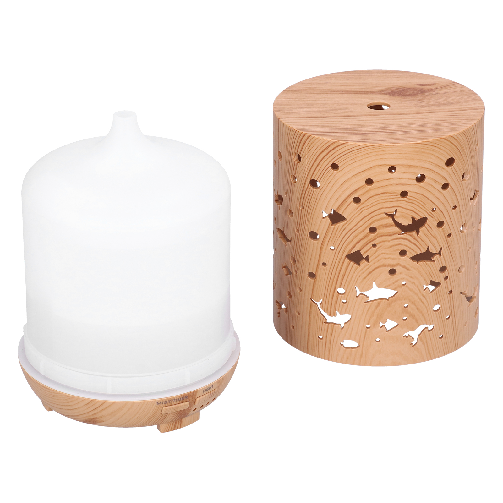 Aroma-diffusor 300 Ml Mit Farbiger Led-beleuchtung, Fernbedienung, 35 Db Leise, Hohle Holzoptik, Aromatherapie-diffusor Für Zuhause Und Büro, Eu-stecker 100–240 V