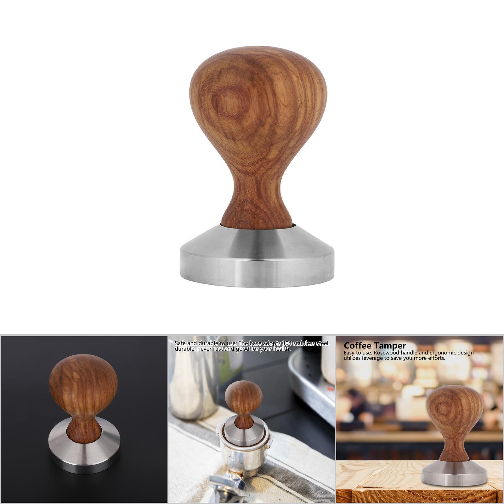 Praktischer Kaffeestampfer Mit Rosenholzgriff, Espressopulver-flachpresshammer (51 Mm)