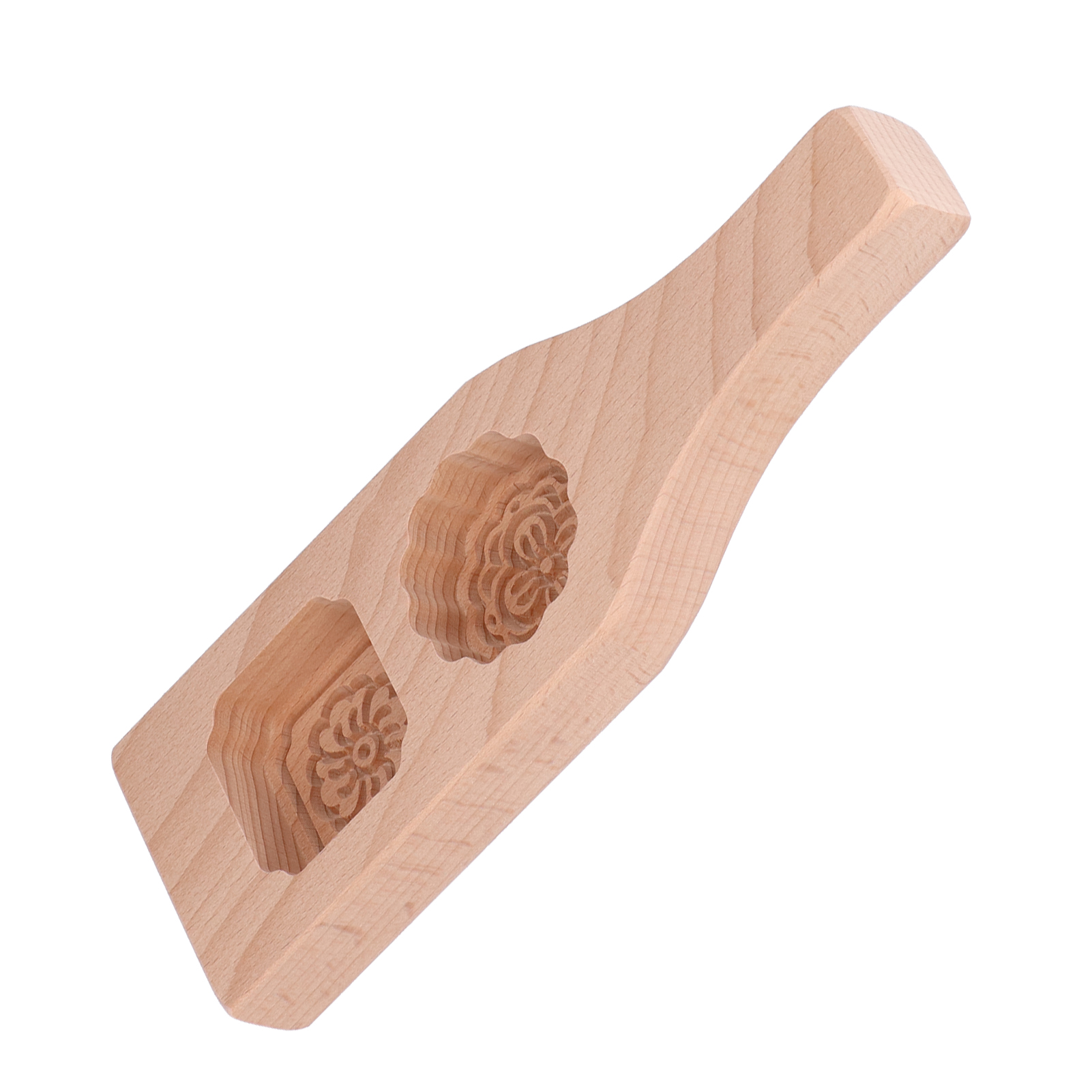 Mondkuchenform Mit 2 Mulden, Chinesischer Stil, Handgefertigte Gebäckbackform Aus Holz Für Den Heimgebrauch (2 Mulden)