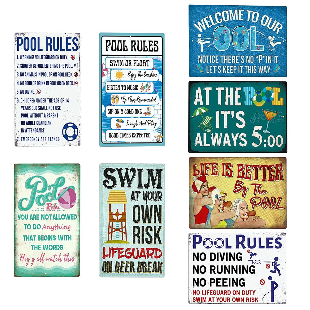 Lustiges Poolregeln-schild, Schwimmbadbeschilderung, Metallschild Für Poolzubehör