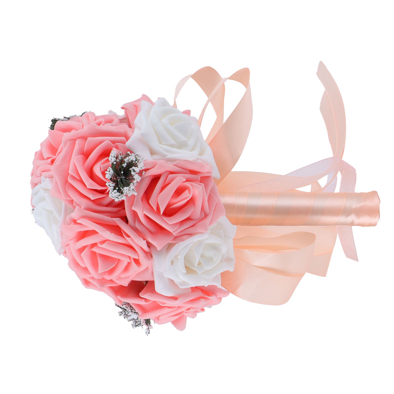 Brautstrauß Aus Künstlichen Pe-blumen Für Hochzeit, Bühne, Büro Und Zuhause, Orange-rosa