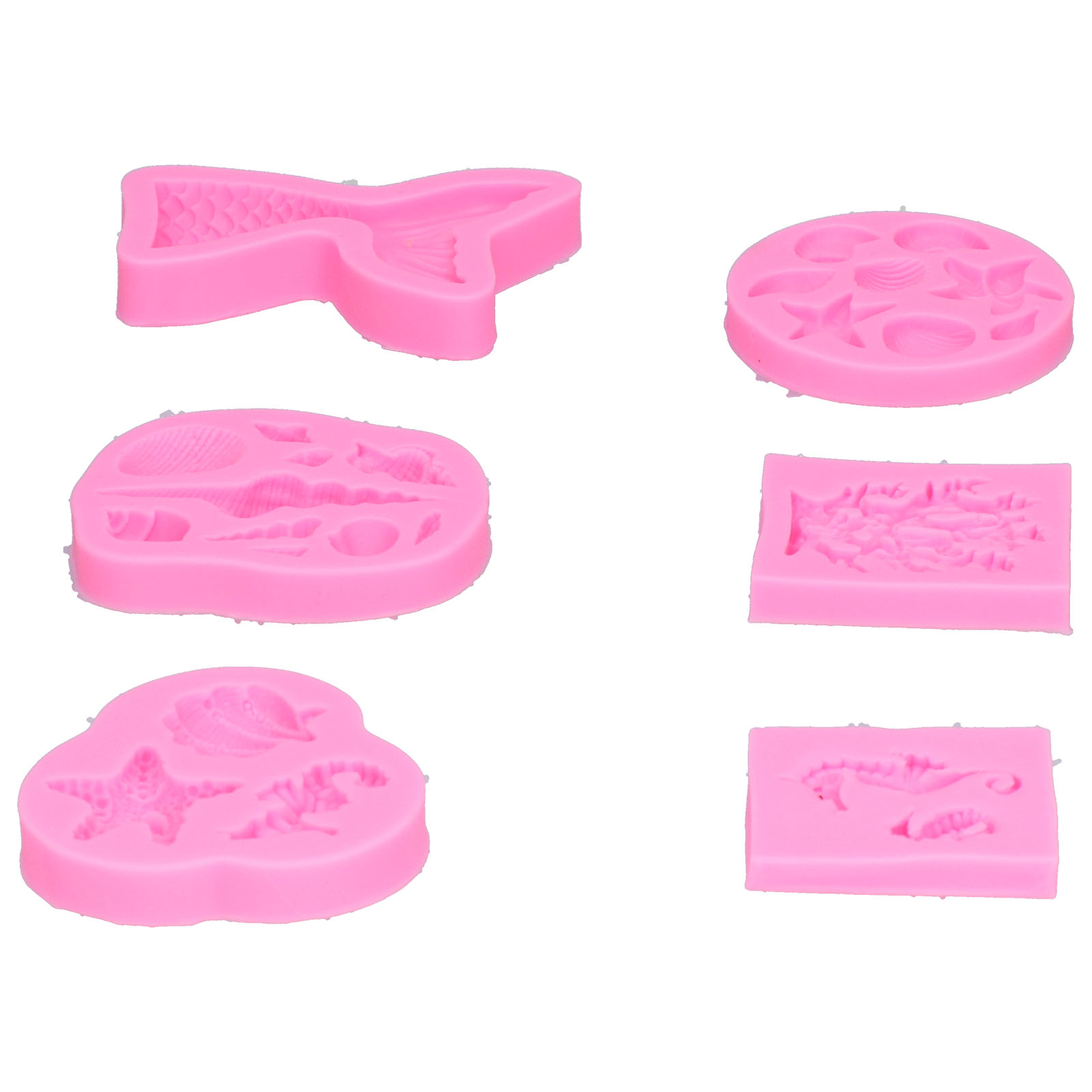 6-teiliges Silikon-formen-set, Muschelform, Fondant-kuchen- Und Schokoladenform, Dekorationswerkzeug, Rosa