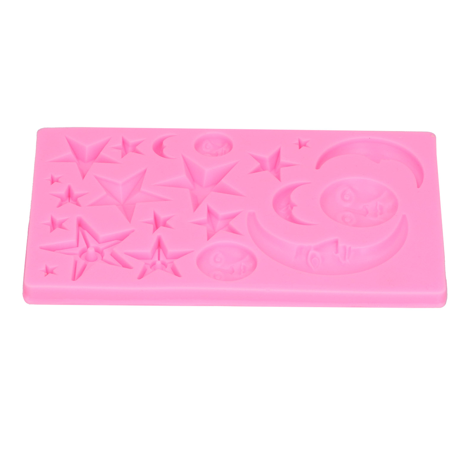 Stern- Und Mondgesicht-form Silikonform Diy Schokoladenkuchenform Backwerkzeug Für Die Heimbäckerei Rosa