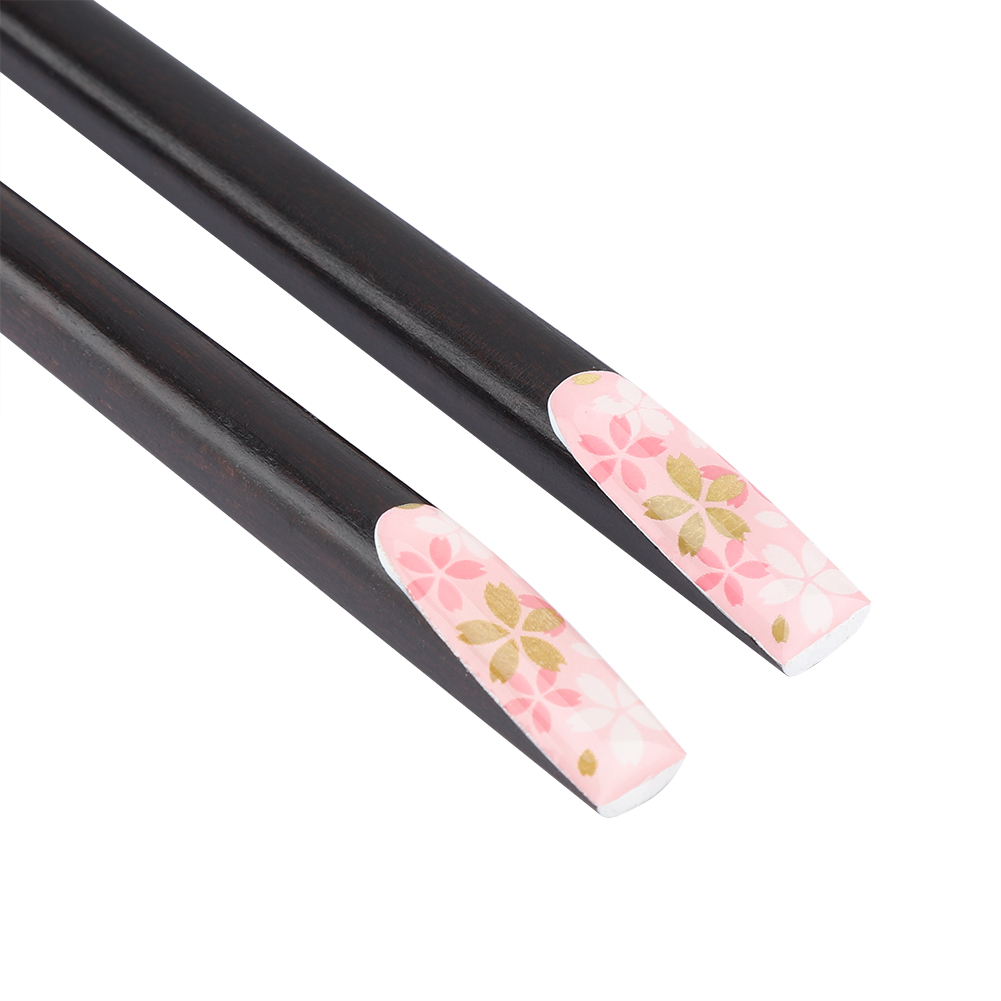 1 Paar Wiederverwendbare, Robuste Essstäbchen Aus Holz Im Japanischen Sakura-stil (rosa)