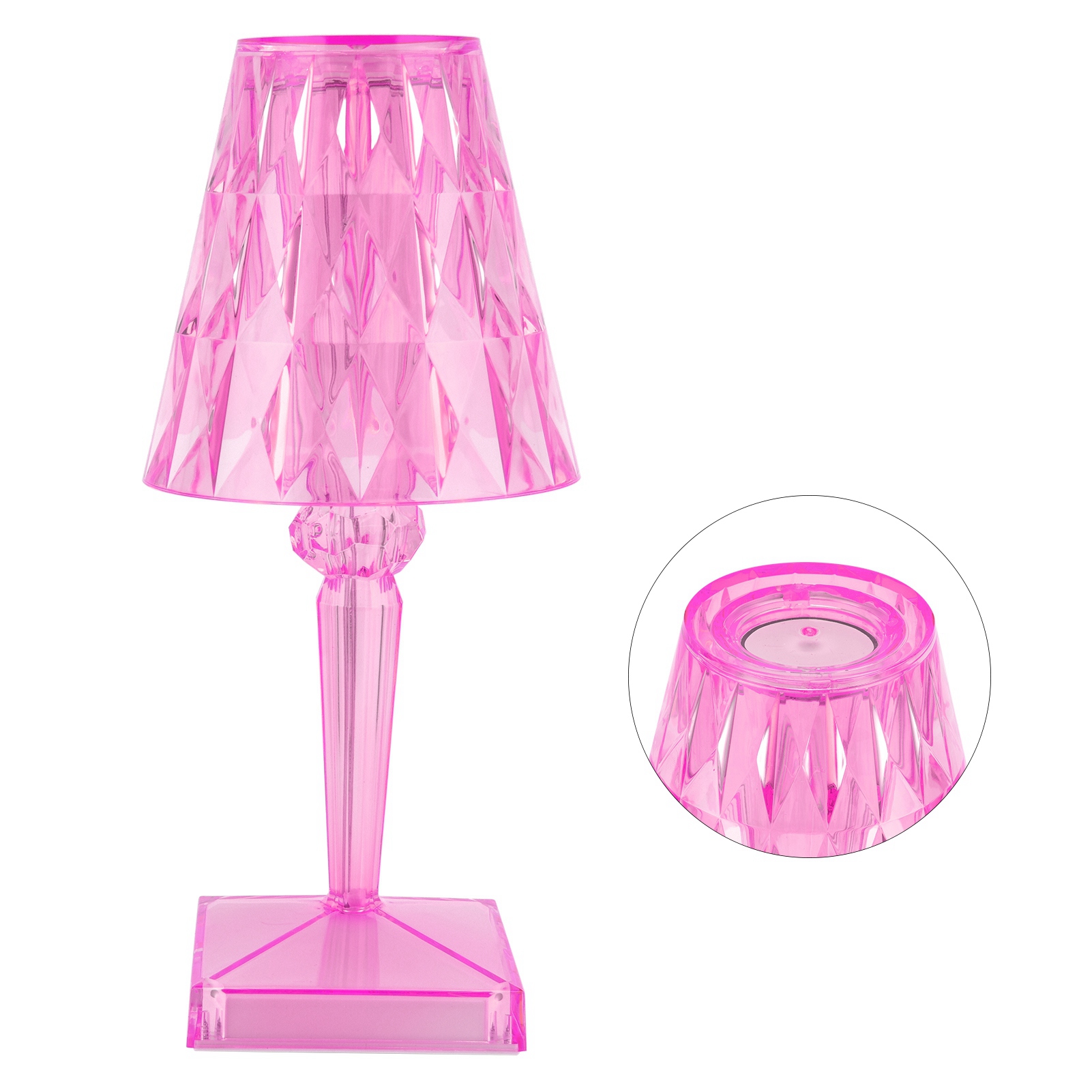 Led-kristall-tischleuchte, Transparentes Prisma, Dimmbar, Usb-ladefunktion, Innenbeleuchtung, Rosa