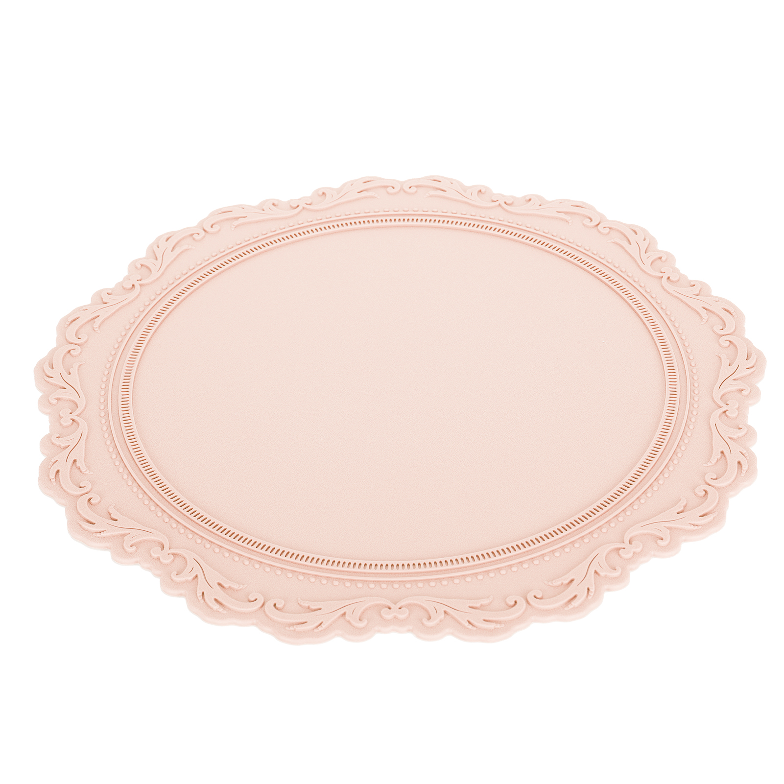 Tischset Aus Silikon Im Nordischen Stil, Geprägt, Isolierend, Verdickt, Rund, Für Küche Und Haushalt, Rosa