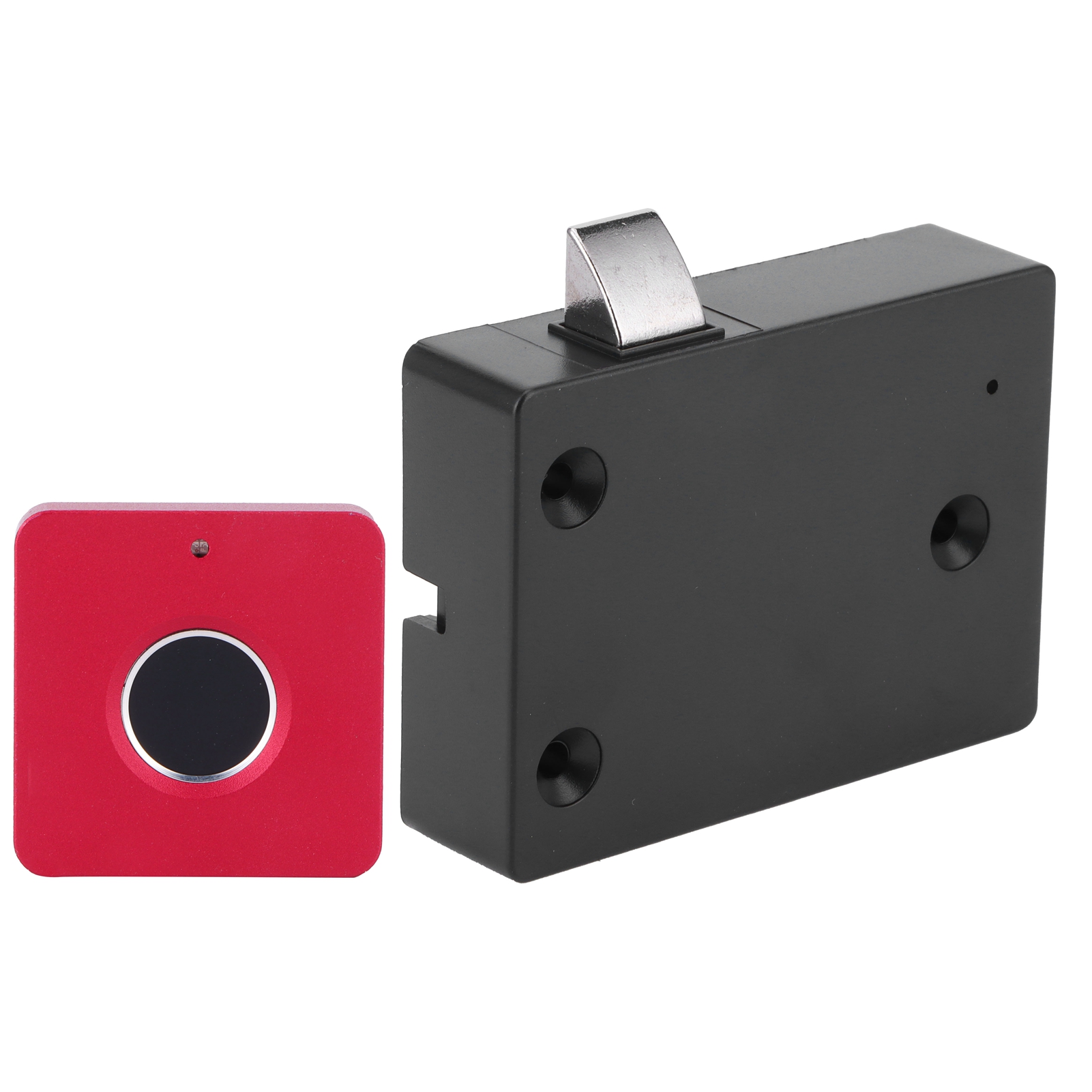 Smartes Elektrisches Fingerabdruckschloss Aus Aluminiumlegierung Für Schränke Und Schubladen, Quadratisch, Rot
