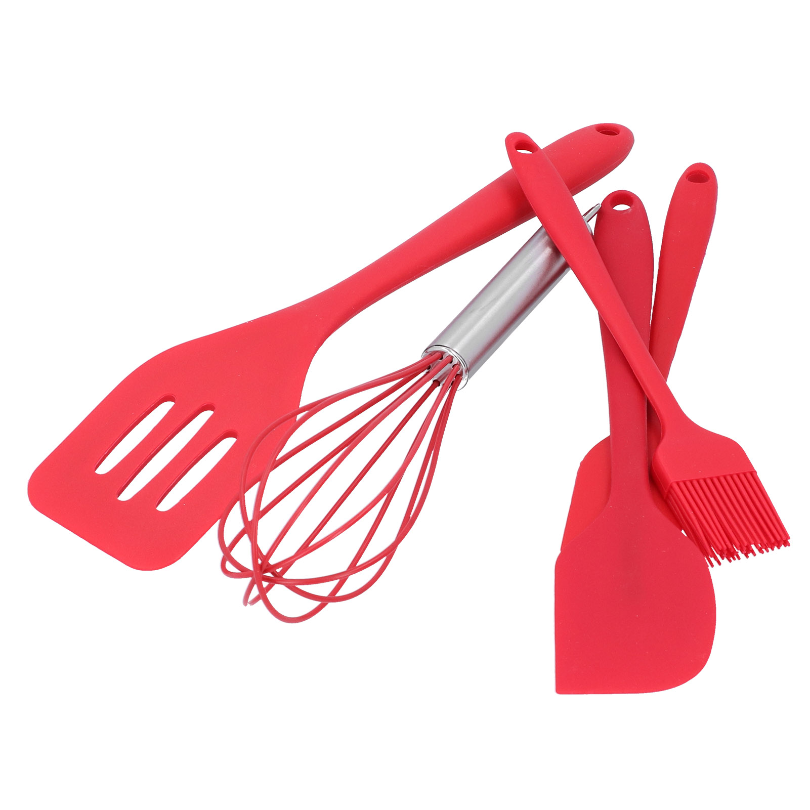 5-teiliges Silikonspatel-set, Diy-küchenutensil, Backwerkzeug, Kuchendekoration Für Die Heimbäckerei, Rot