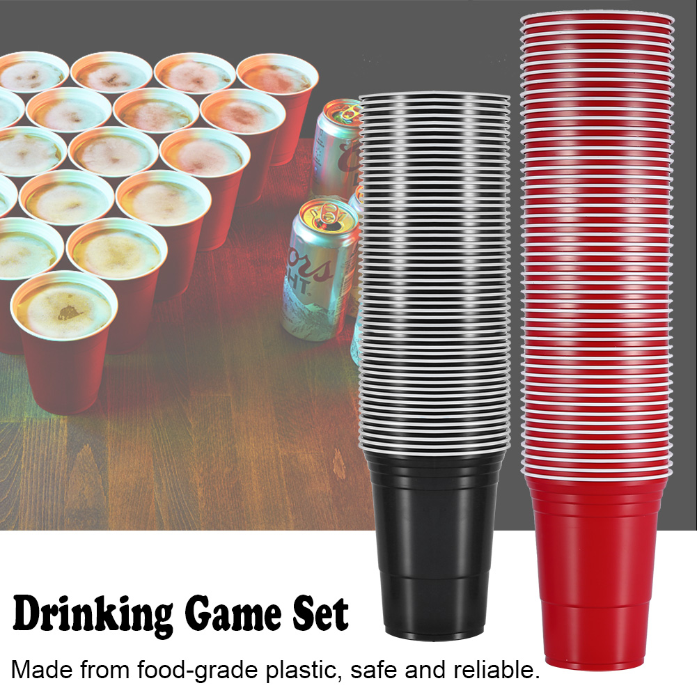 Beer-pong-set, Beer-pong-trinkspiel-set, Beer-pong-becher (50 Rote Becher, 50 Schwarze Becher)