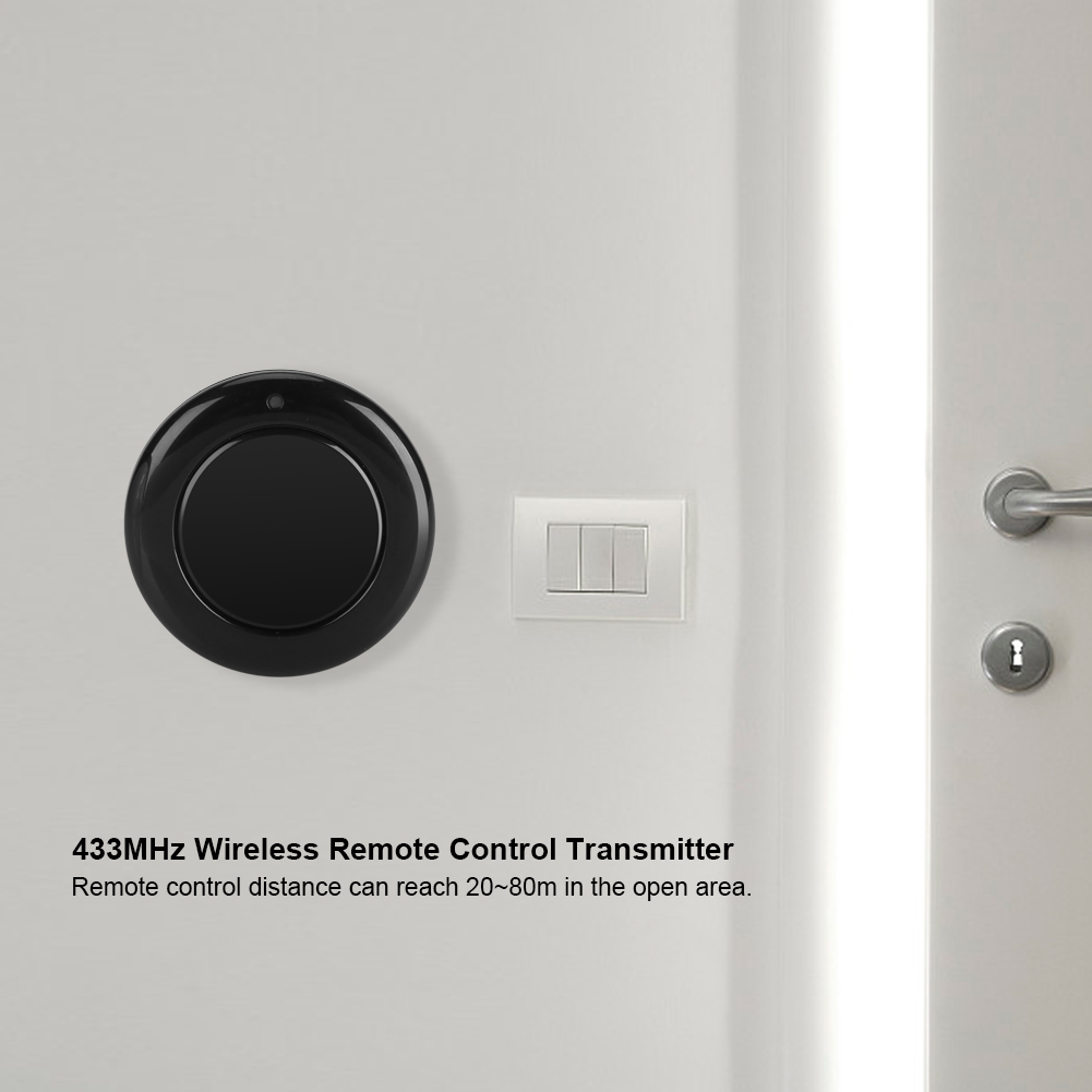 433-mhz-rf-funkfernbedienung Ev1527, Runder Sender, 1 Taste, Wandmontage, Schwarz