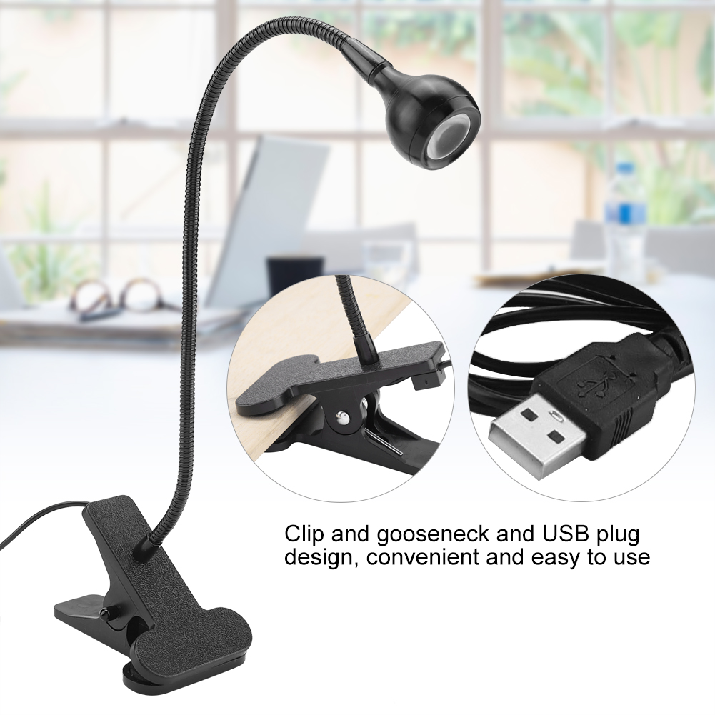 Usb-led-tischleuchte, Mini-schreibtischlampe Mit Clip Für Zuhause, Zum Lernen, Arbeiten, Schwarz, Warm