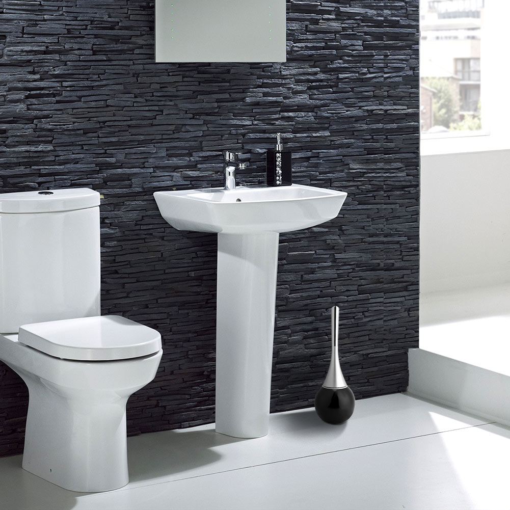 Kreatives Set Mit Halter Für Toilettenbürsten Und Edelstahlsockel (schwarz)