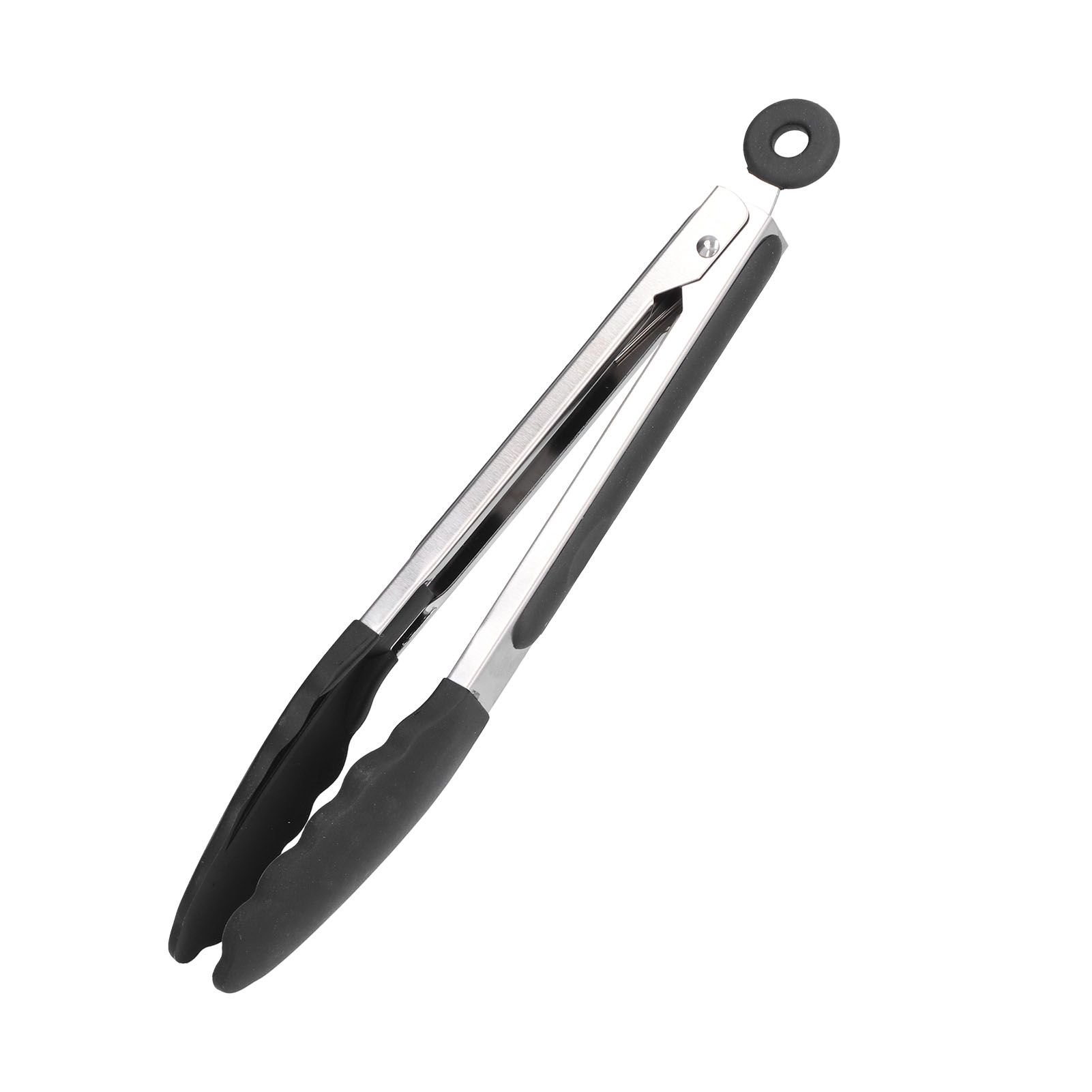 Silikon-grillzange Mit Hitzebeständiger Edelstahlklemme Für Küche, Haushalt Und Outdoor (23 Cm, Schwarz)