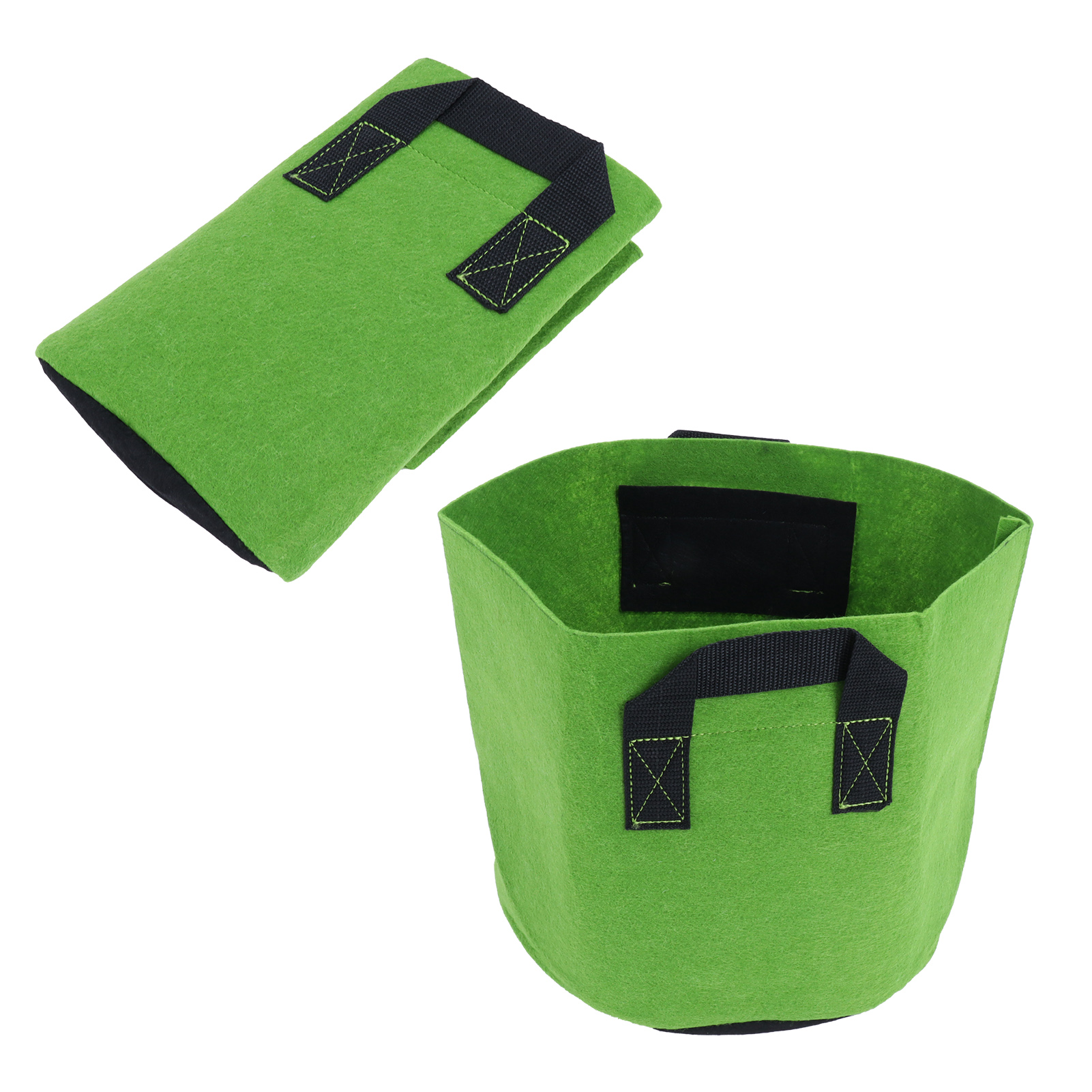 Pflanzsack Aus Vliesstoff Für Gemüse Und Blumen, Mit Griffen, Grün+schwarz, 7 Gallonen