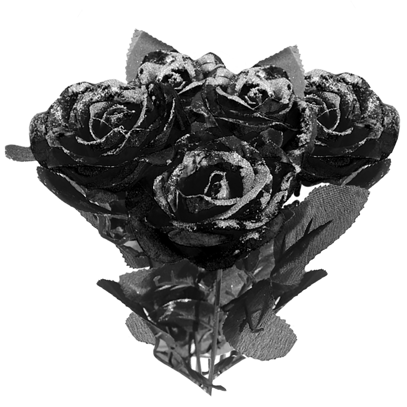 Paillettenbesetzte Schwarze Rose, Künstliche Rose, Kunstblume, Halloween-dekoration, Mehrfarbige Künstliche Rose