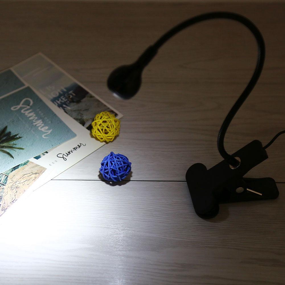 Flexible Schwanenhals-usb-led-leseleuchte, Tragbare Tisch- Und Computerklemme, Kaltweiß, 1 W, Schwarz