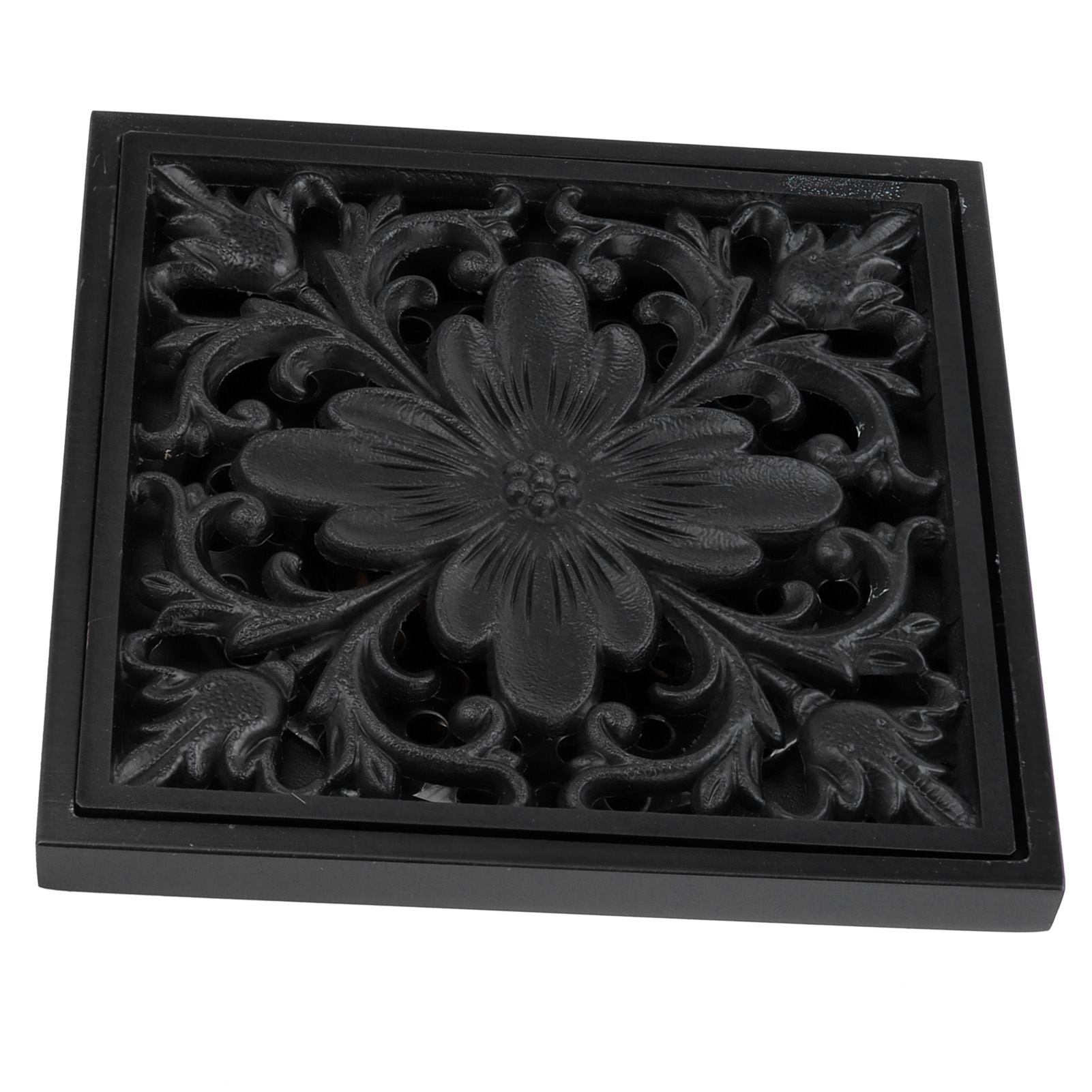 10x10cm Schwarzer Bodenablauf Aus Kupfer, Geruchsabweisend, Verdeckter Bodenablauf Für Hotelbad Und Zuhause