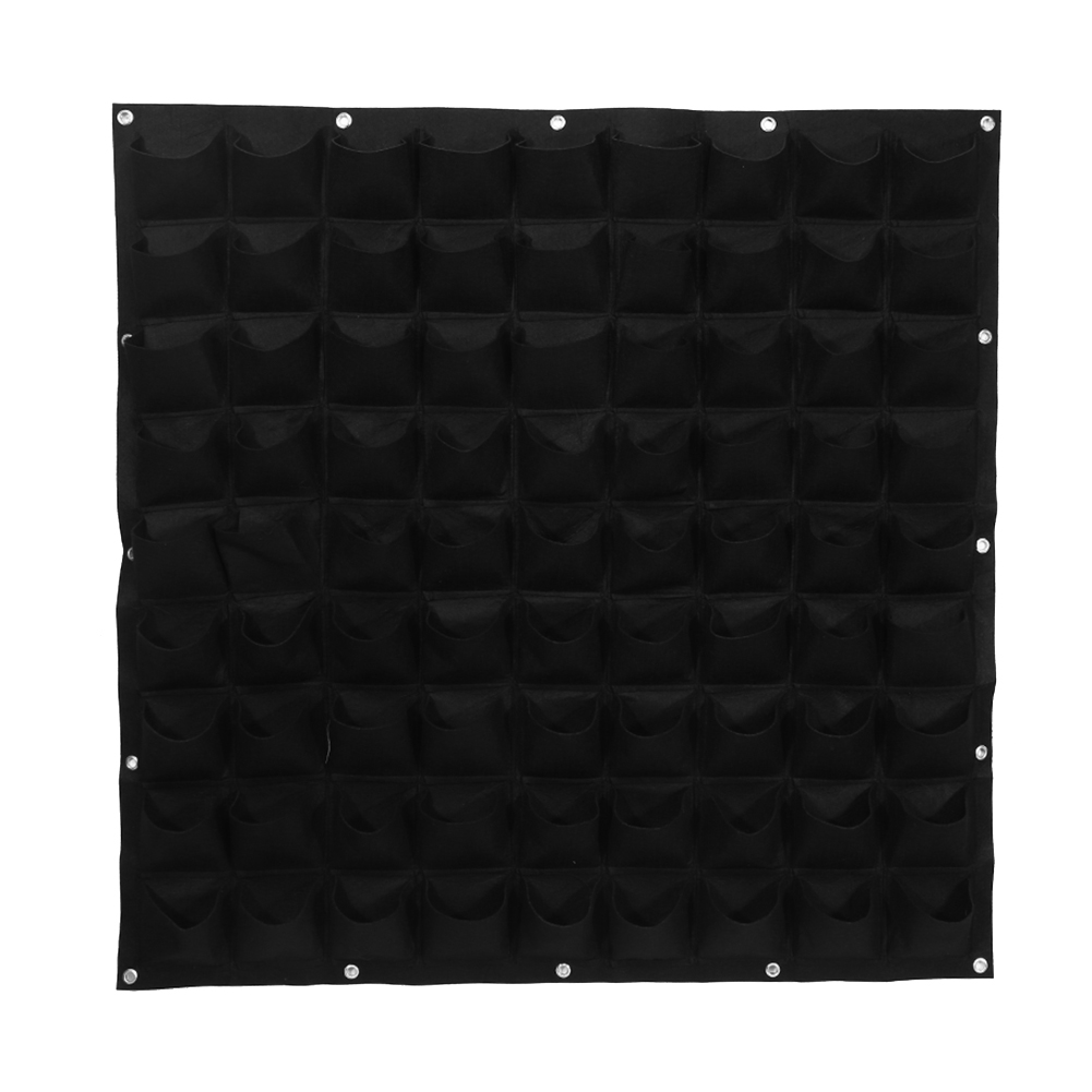 Vertikale Filz-pflanzgefäße Mit 81 Taschen, Zum Aufhängen An Der Wand (schwarz)